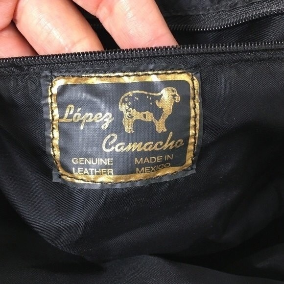 Lopez Camacho Gold Floral Design Leather Bag - Picture 9 of 15